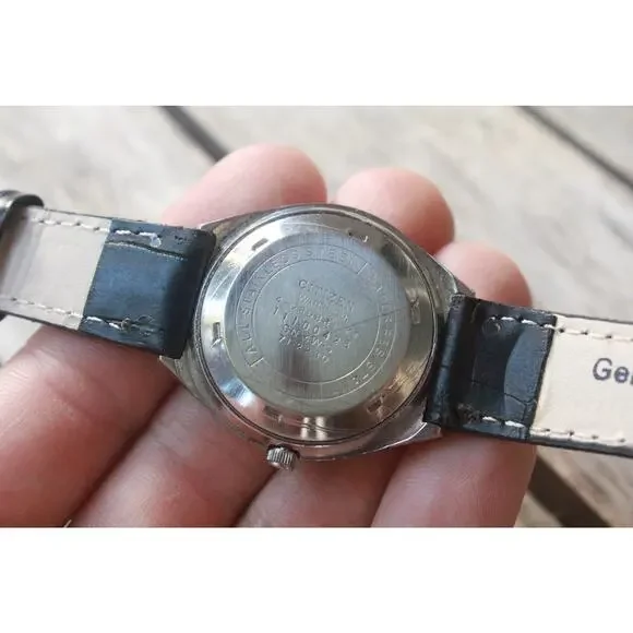 Vintage 1974 Citizen Automatic Mens Silver Watch W/daydate & Patina accents